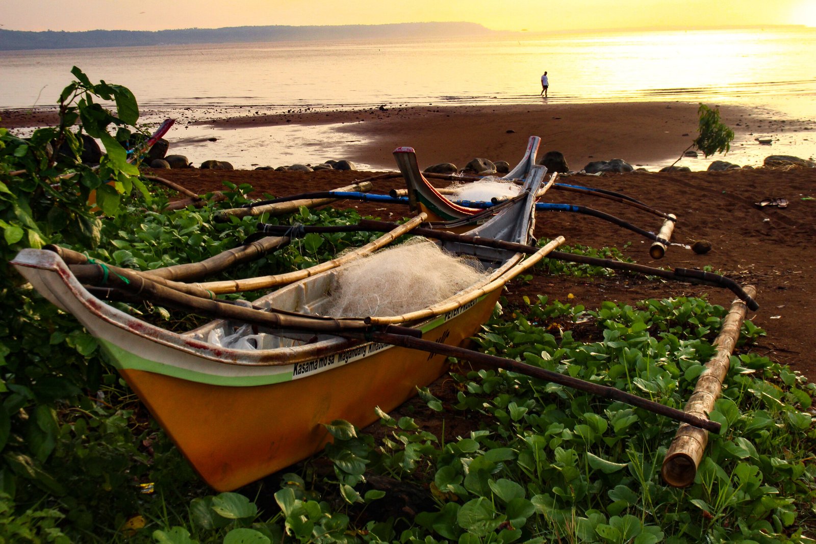 Fishing boat at sunset