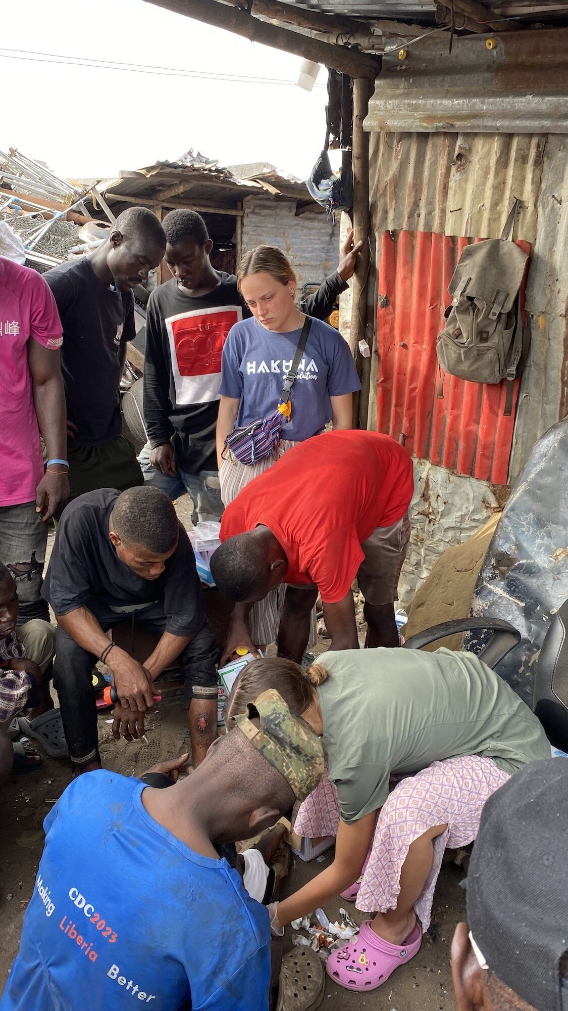 Wound care at a home in Monrovia