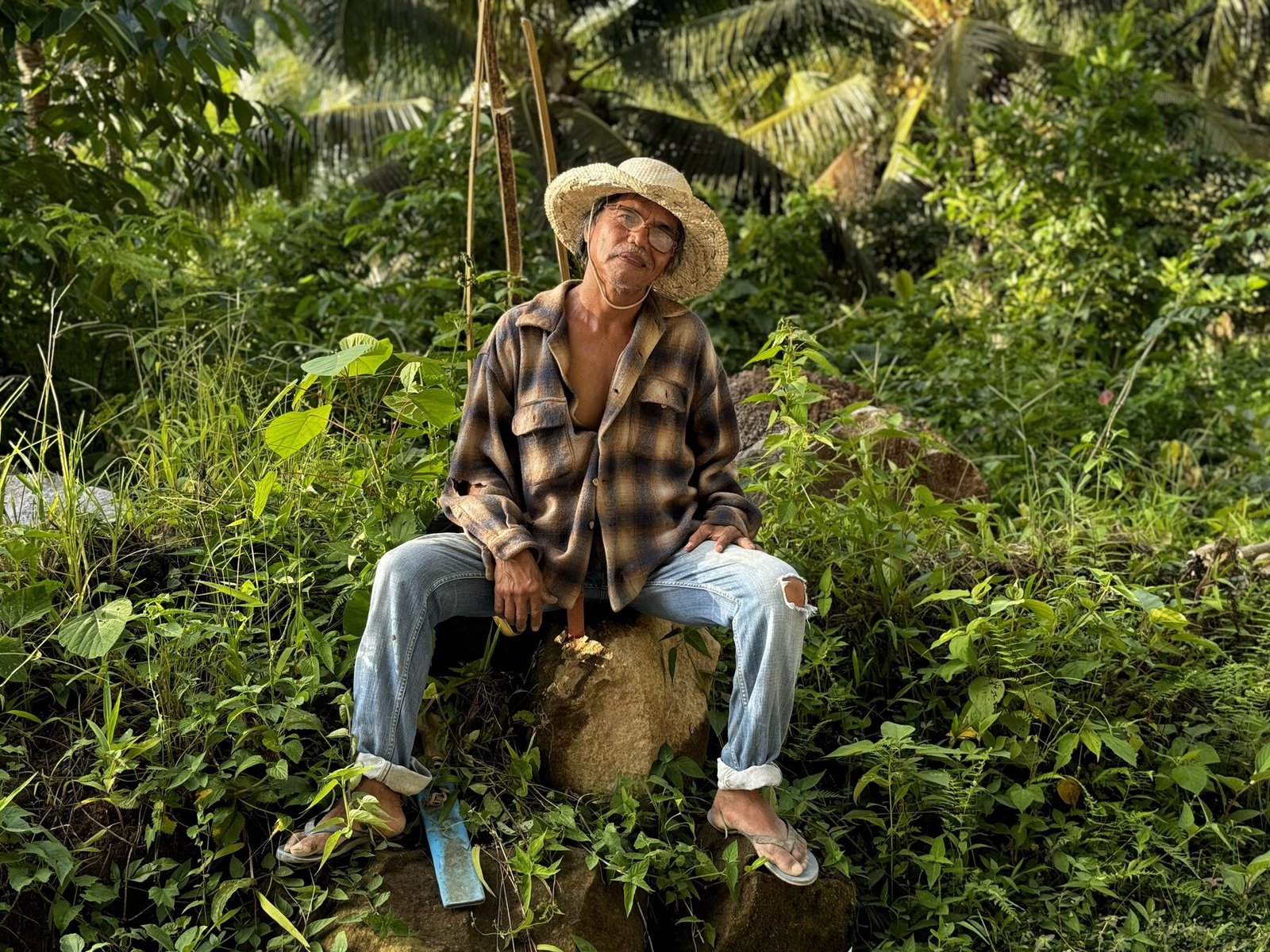 Farmer resting by the trail