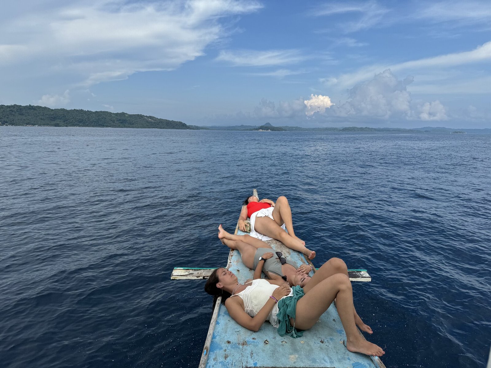On the prow, open sea