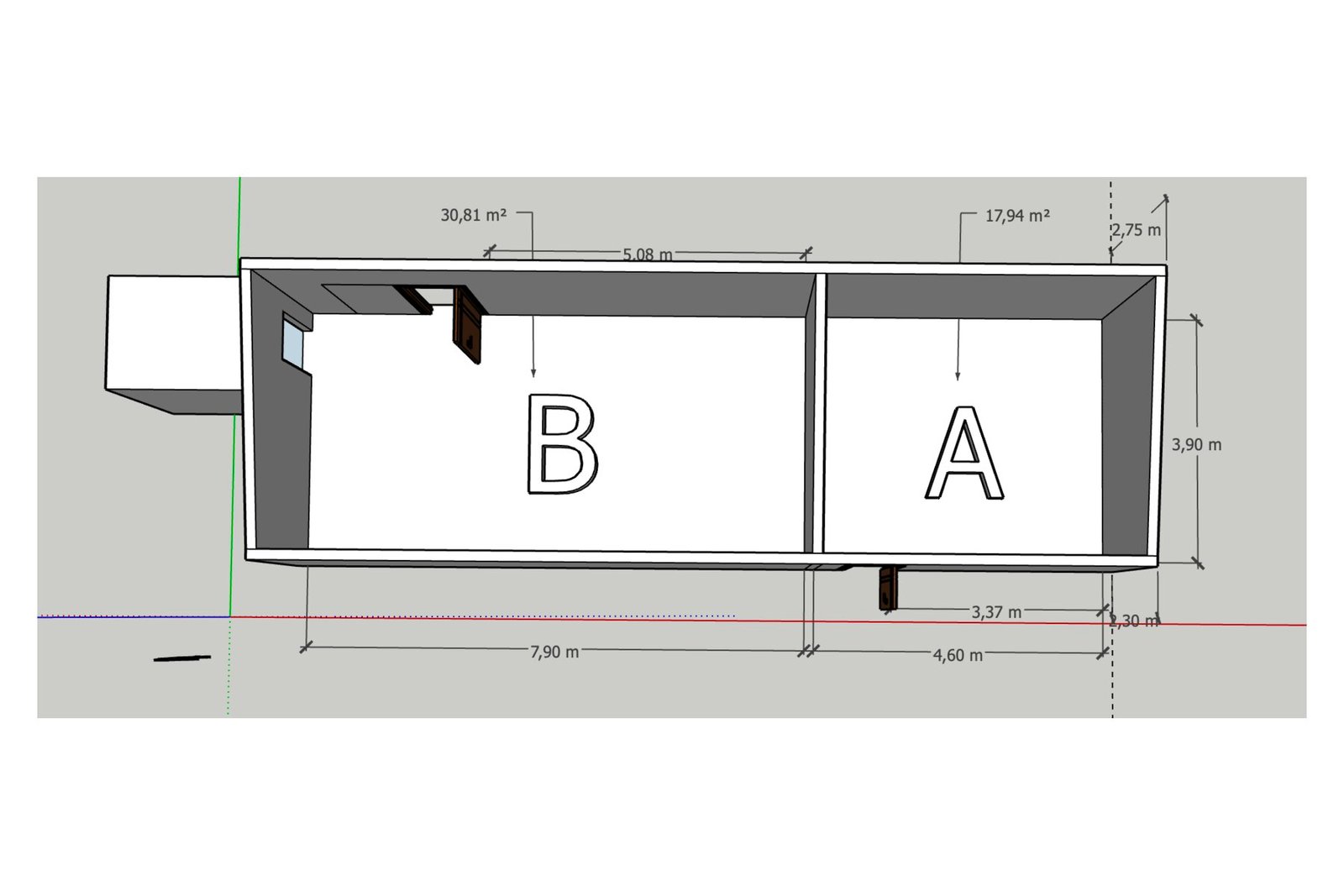 Hakuna Shop warehouse plan with dimensions