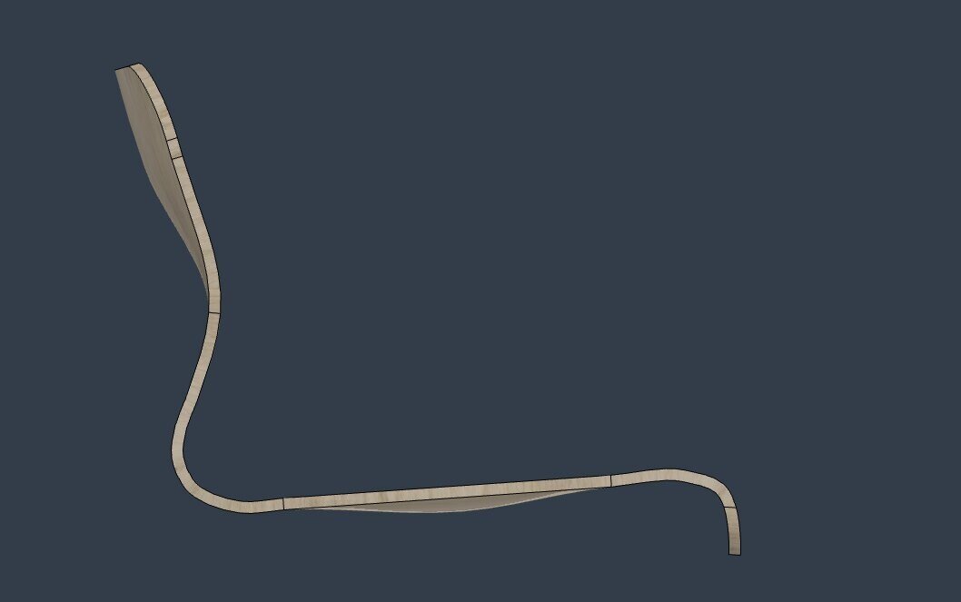 Side profile of the low plywood shell in Fusion 360