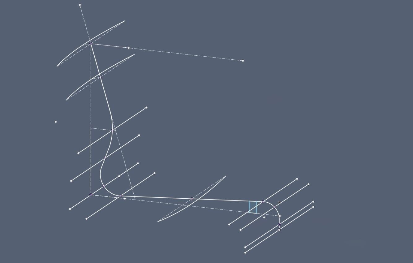 Fusion 360 spline framework used to build the chair surface