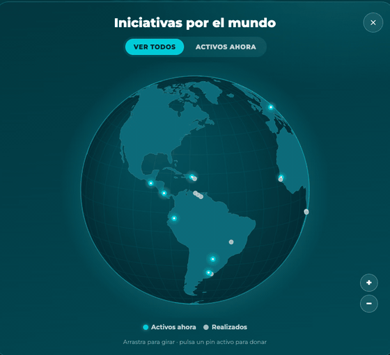 3D globe with compartiriado initiatives around the world