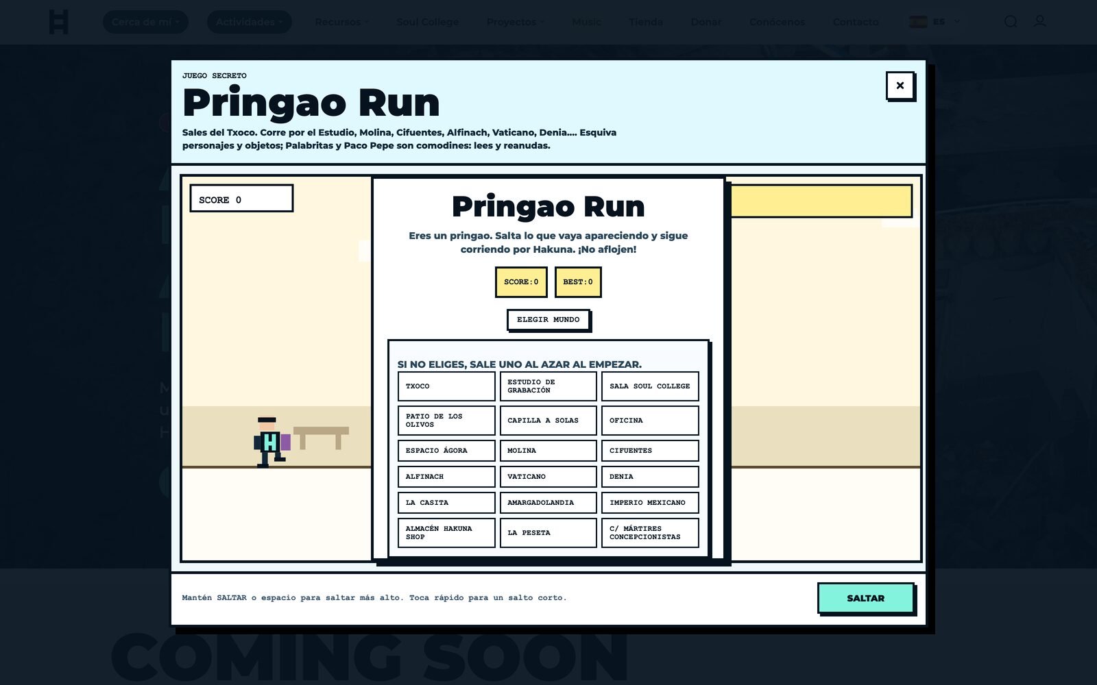 Pringao Run world selector with 18 worlds